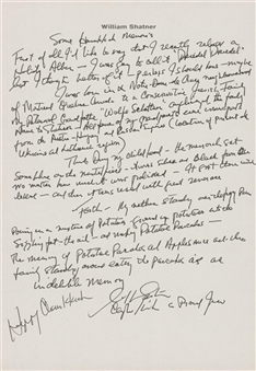 William Shatner Essay Letter Signed As Capitan Kirk (Beckett)